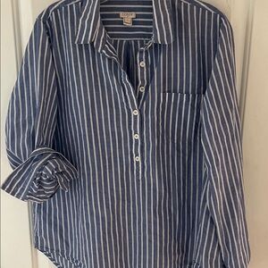 J. Crew Blue and White Striped Blouse